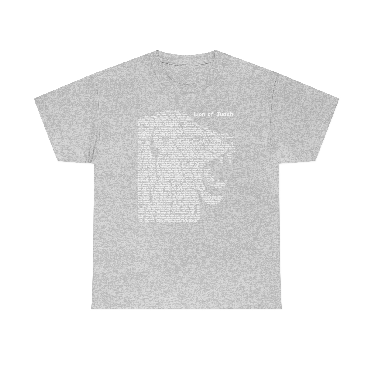 Lion of Judah in white lettering, thicker tee shirt (180gsm)