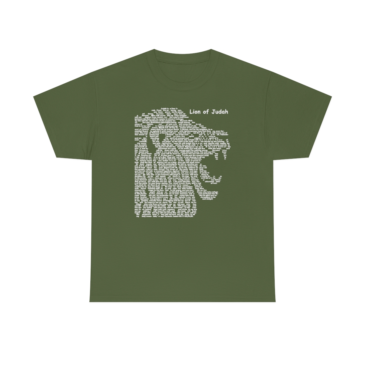 Lion of Judah in white lettering, thicker tee shirt (180gsm)