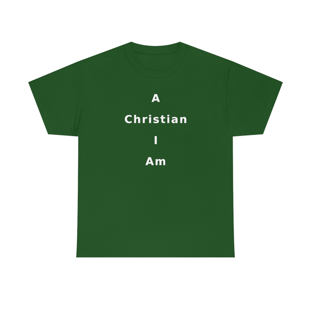 A Christian I Am Cross in white lettering, thicker tee shirt (180gsm)