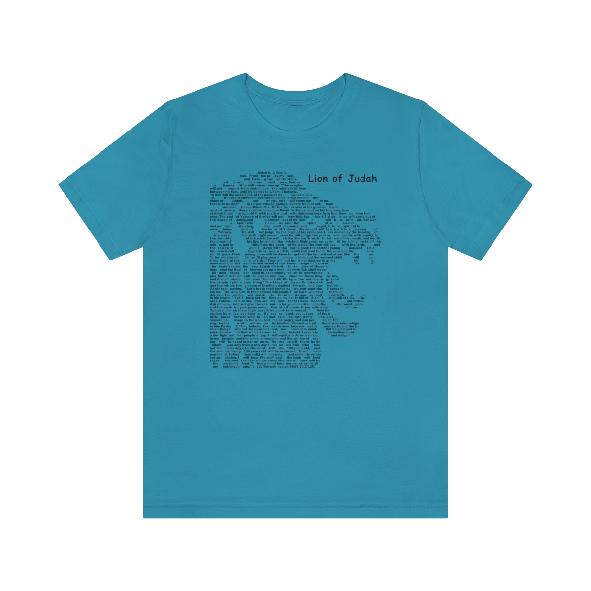 Lion of Judah in black lettering, regular tee shirt (142gsm)