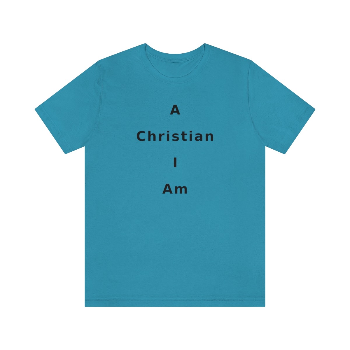 A Christian I Am Cross in black lettering, regular tee shirt (142gsm)