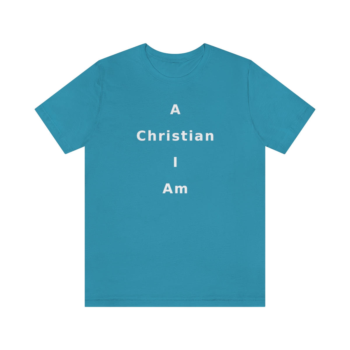 A Christian I Am Cross in white lettering, regular tee shirt (142gsm)