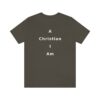 A Christian I Am Cross in white lettering, regular tee shirt (142gsm)