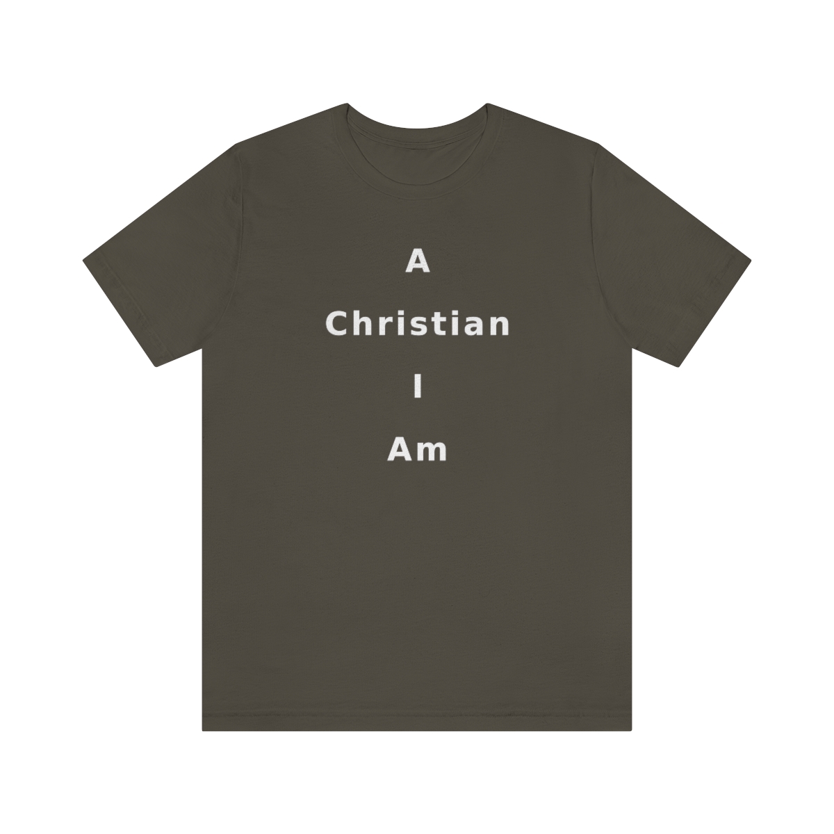 A Christian I Am Cross in white lettering, regular tee shirt (142gsm)