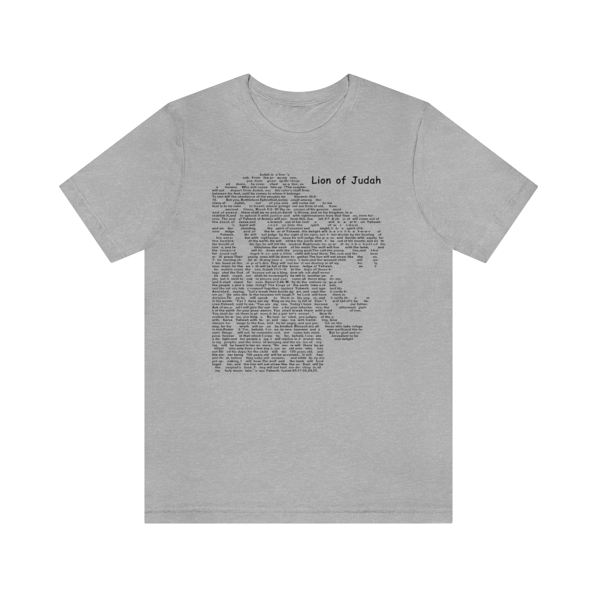 Lion of Judah in black lettering, regular tee shirt (142gsm)