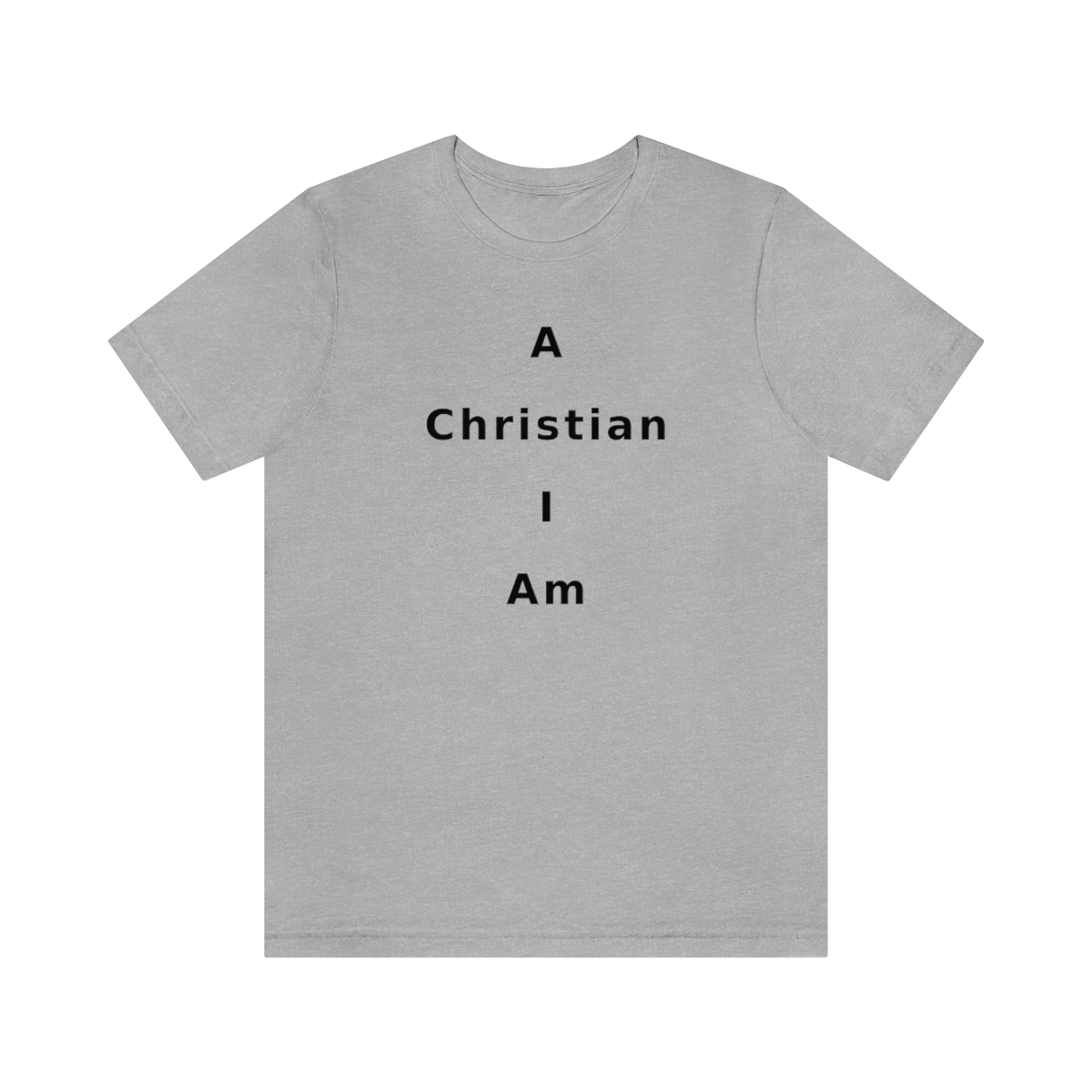 A Christian I Am Cross in black lettering, regular tee shirt (142gsm)