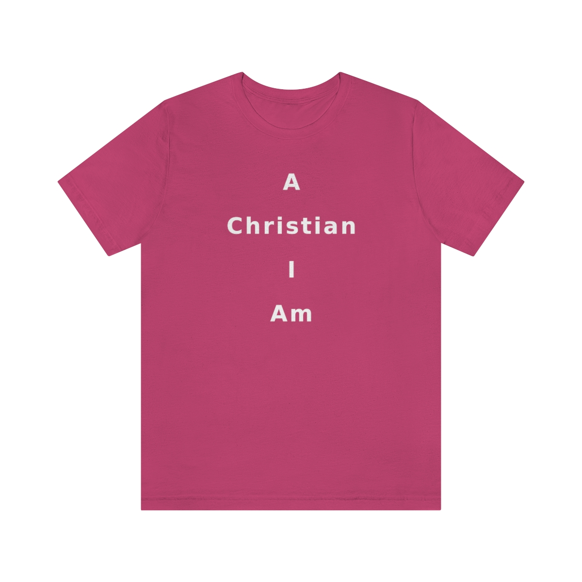 A Christian I Am Cross in white lettering, regular tee shirt (142gsm)