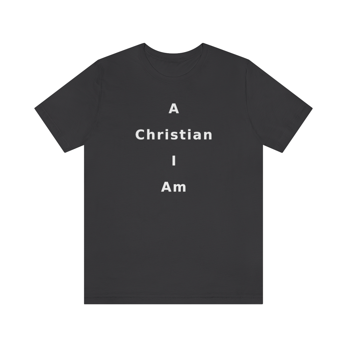 A Christian I Am Cross in white lettering, regular tee shirt (142gsm)