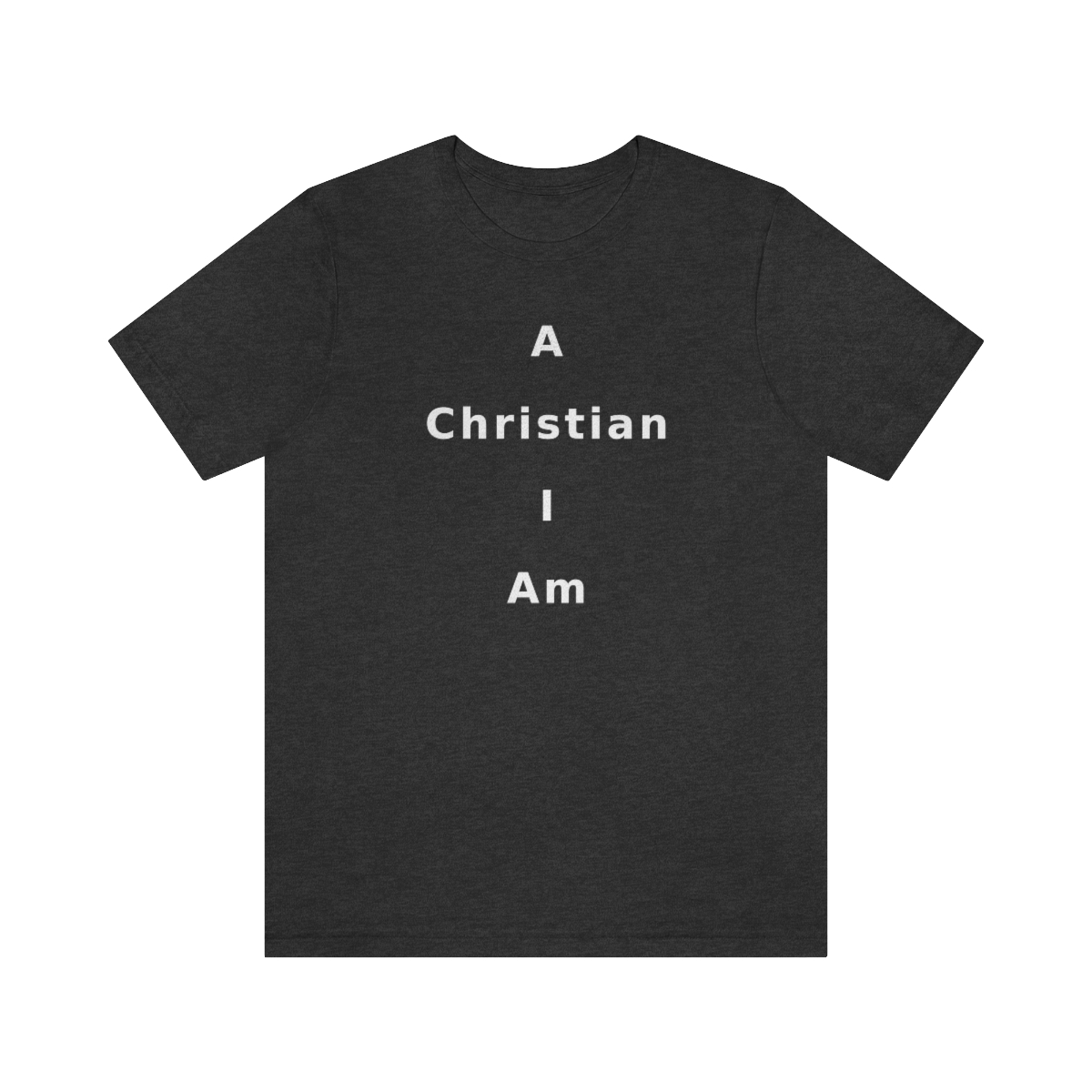 A Christian I Am Cross in white lettering, regular tee shirt (142gsm)