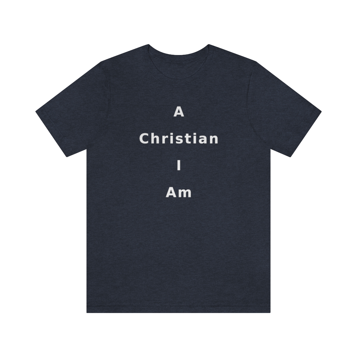 A Christian I Am Cross in white lettering, regular tee shirt (142gsm)