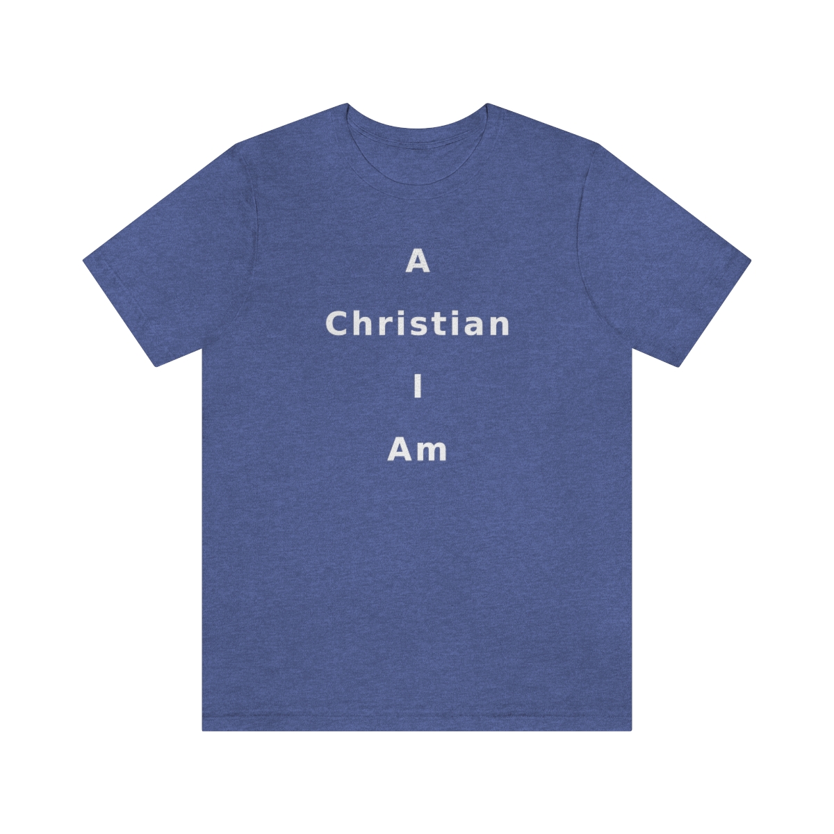 A Christian I Am Cross in white lettering, regular tee shirt (142gsm)