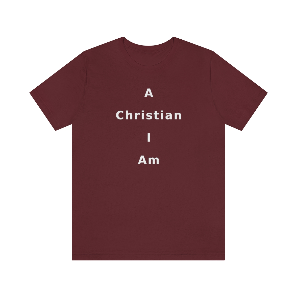 A Christian I Am Cross in white lettering, regular tee shirt (142gsm)