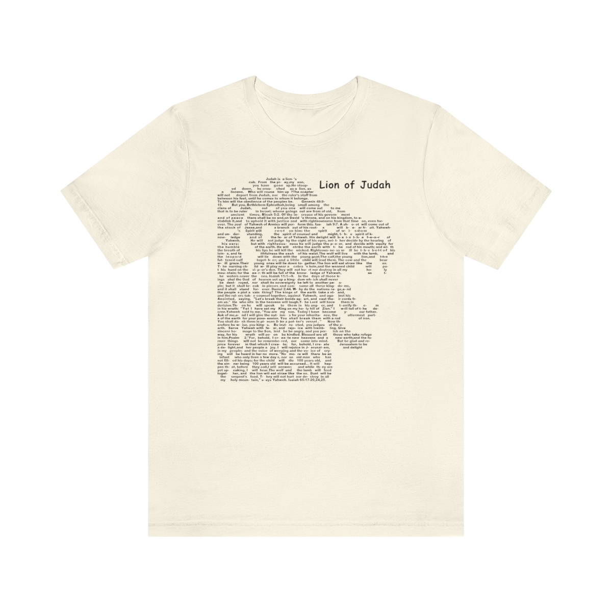 Lion of Judah in black lettering, regular tee shirt (142gsm)