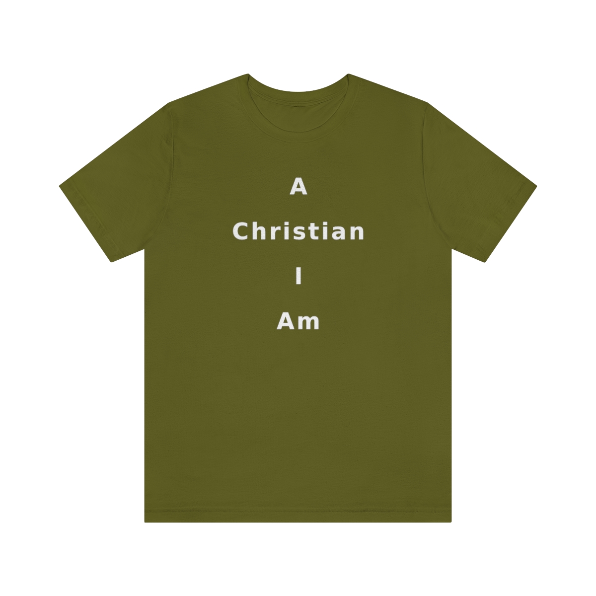 A Christian I Am Cross in white lettering, regular tee shirt (142gsm)