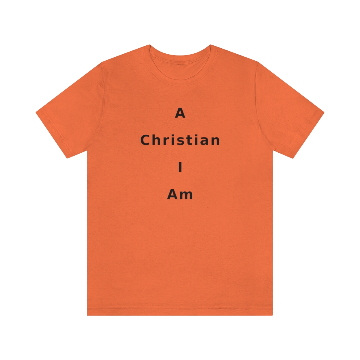A Christian I Am Cross in black lettering, regular tee shirt (142gsm)