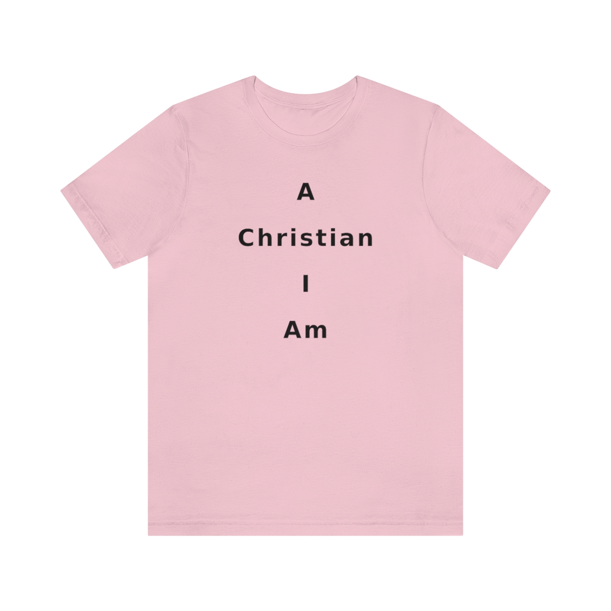 A Christian I Am Cross in black lettering, regular tee shirt (142gsm)