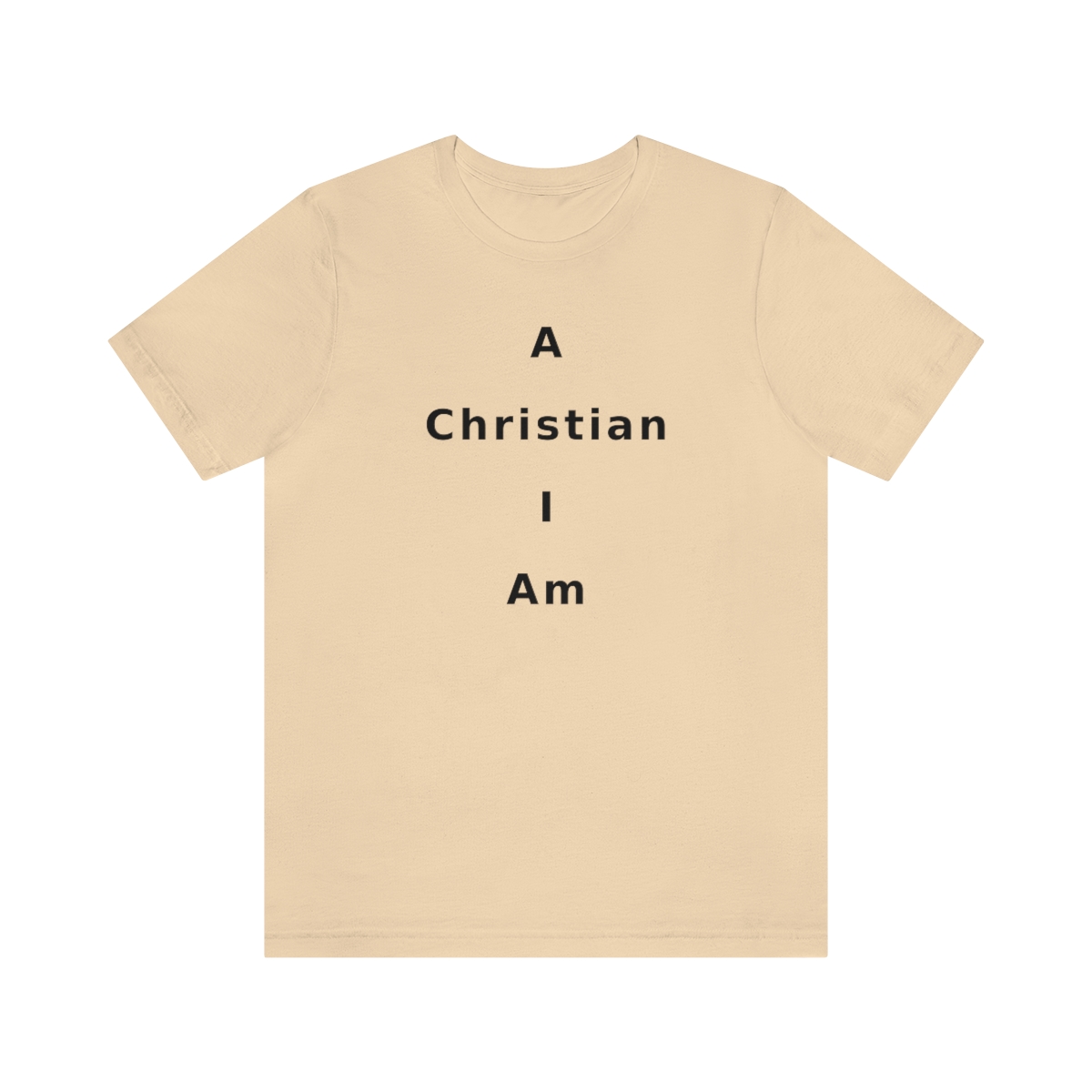 A Christian I Am Cross in black lettering, regular tee shirt (142gsm)