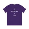 A Christian I Am Cross in white lettering, regular tee shirt (142gsm)