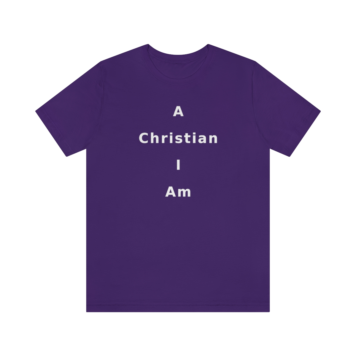 A Christian I Am Cross in white lettering, regular tee shirt (142gsm)