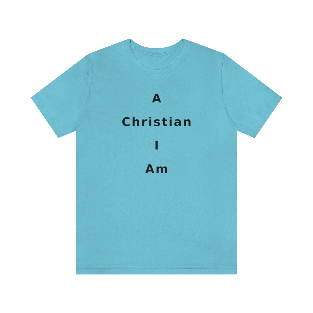 A Christian I Am Cross in black lettering, regular tee shirt (142gsm)