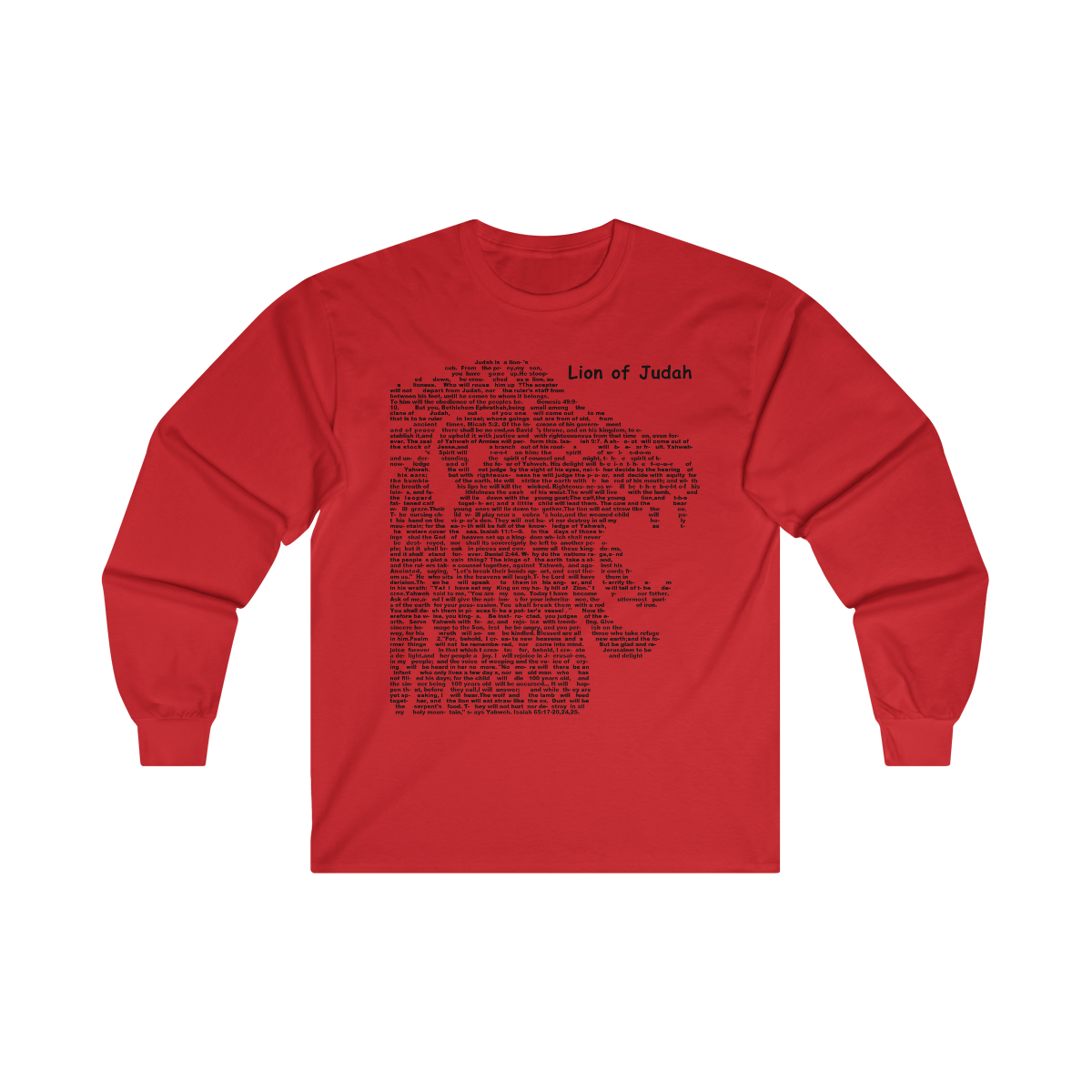 Lion of Judah in black lettering, long tee shirt from United States