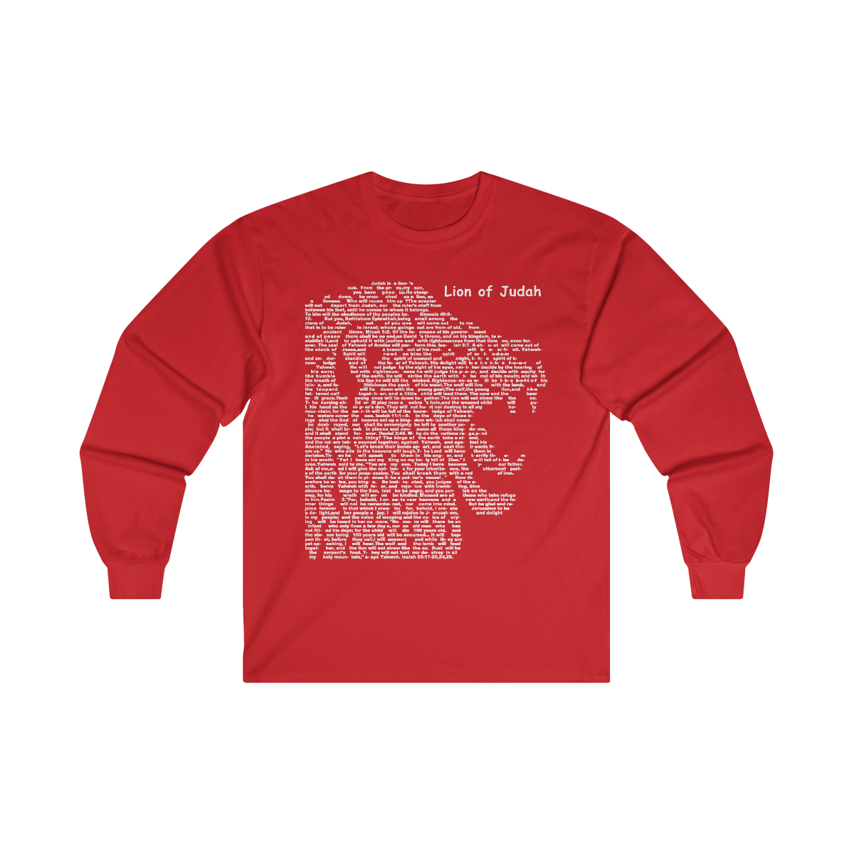 Lion of Judah in white lettering, long tee shirt from United States