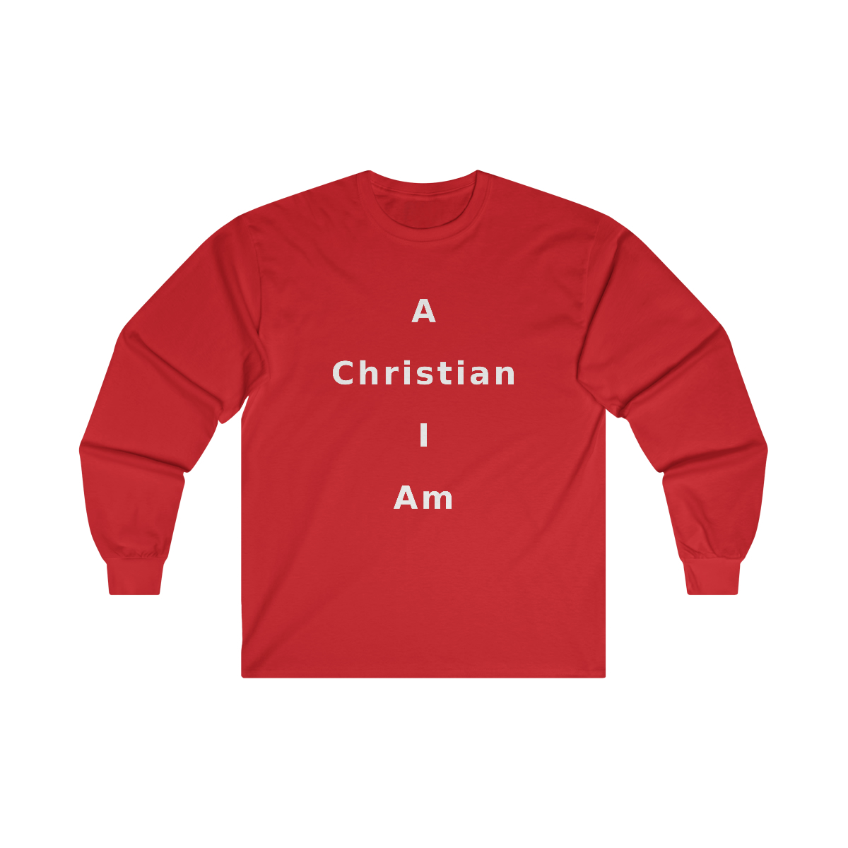 A Christian I Am Cross in white lettering, long tee shirt from United States