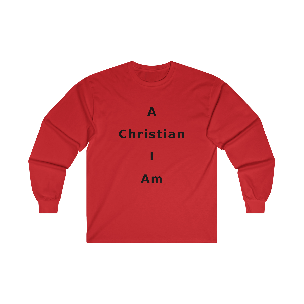 A Christian I Am Cross in black lettering, long tee shirt from United States