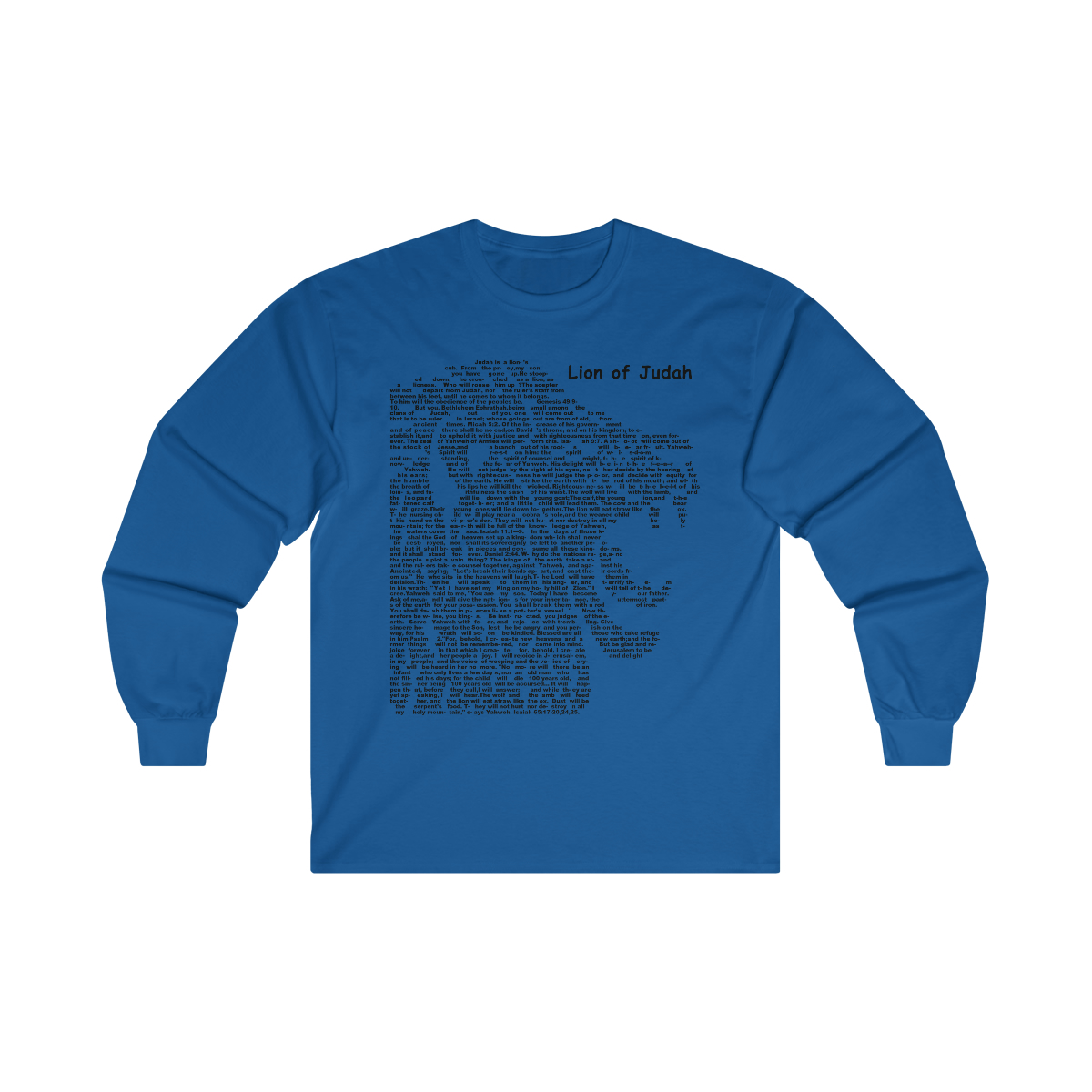 Lion of Judah in black lettering, long tee shirt from United States