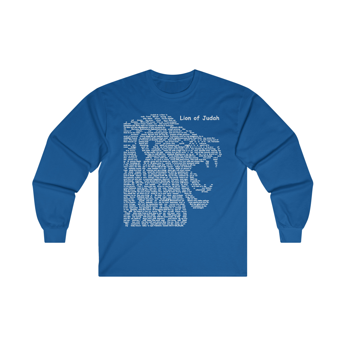 Lion of Judah in white lettering, long tee shirt from United States