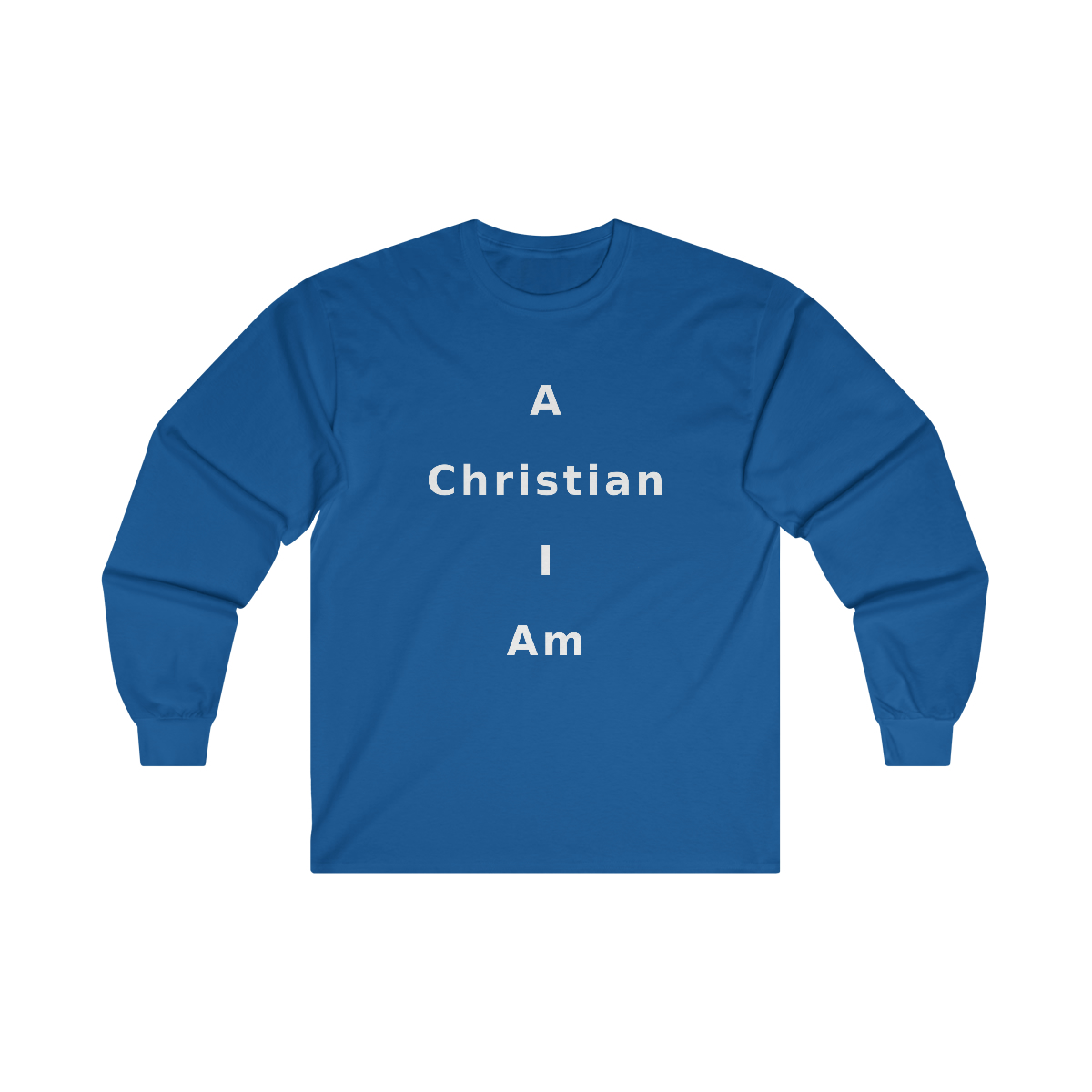 A Christian I Am Cross in white lettering, long tee shirt from United States