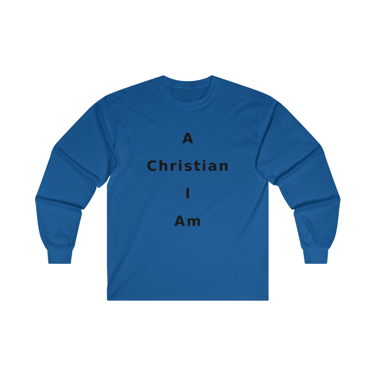 A Christian I Am Cross in black lettering, long tee shirt from United States