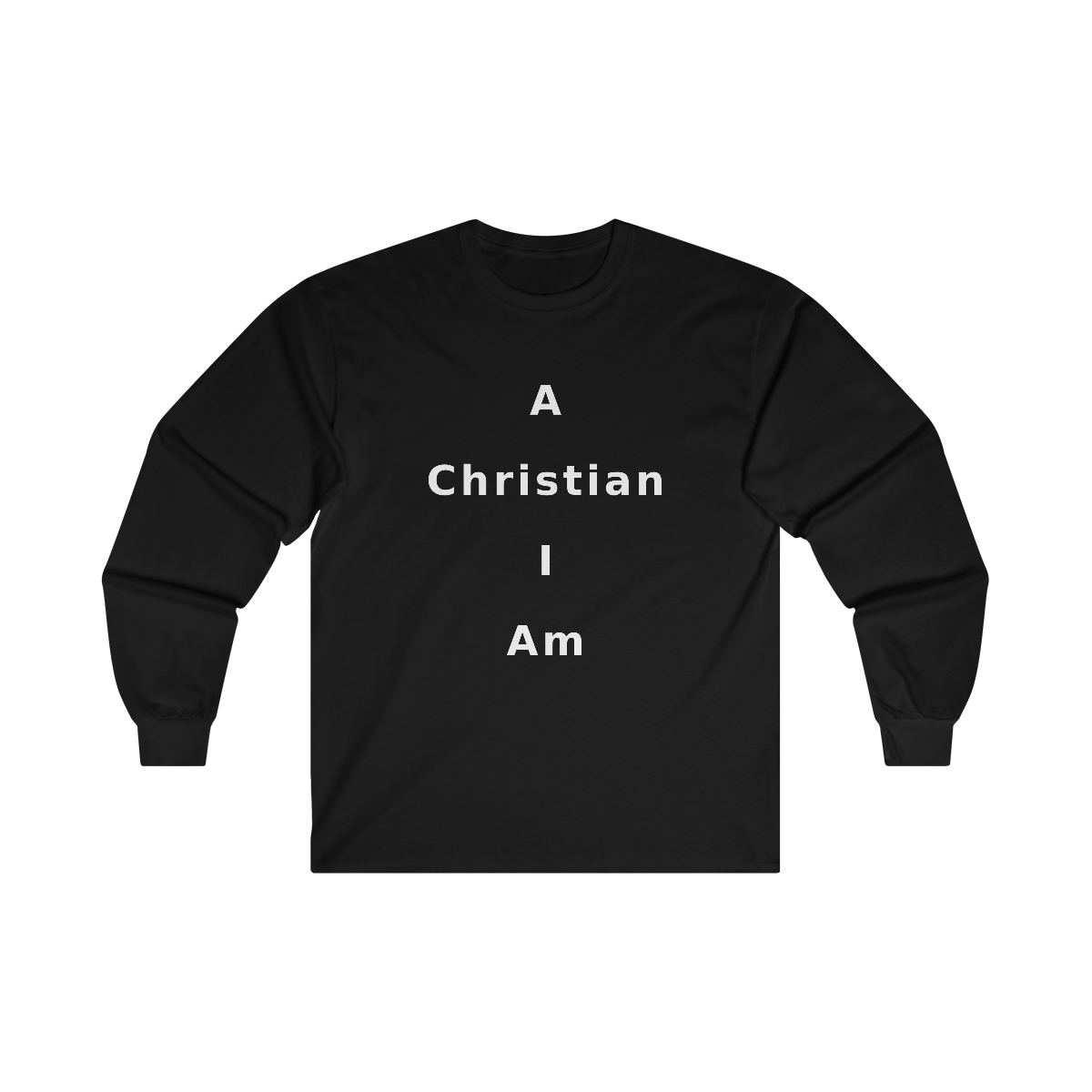 A Christian I Am Cross in white lettering, long tee shirt from United States