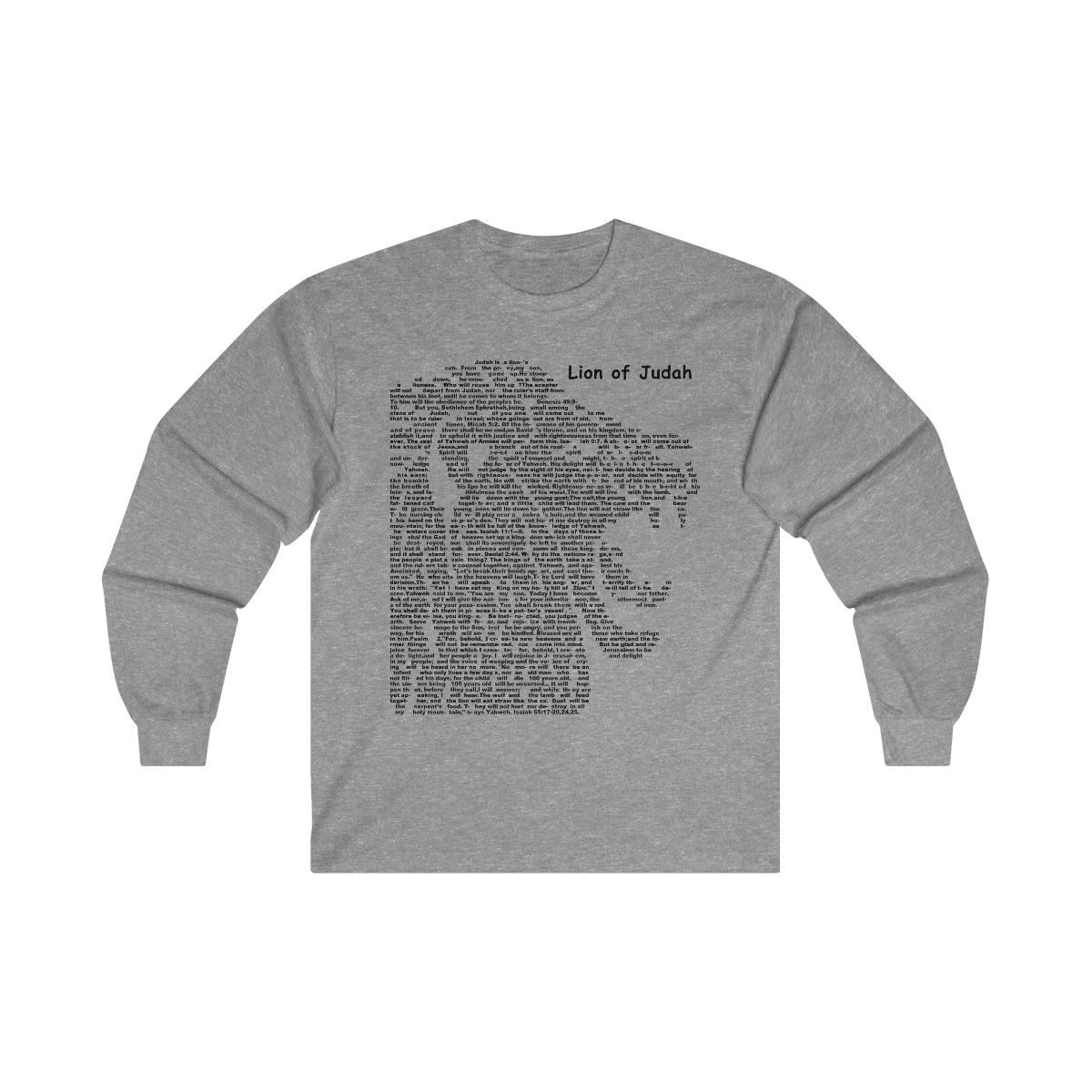 Lion of Judah in black lettering, long tee shirt from United States
