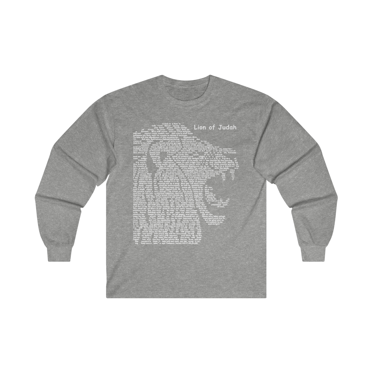 Lion of Judah in white lettering, long tee shirt from United States