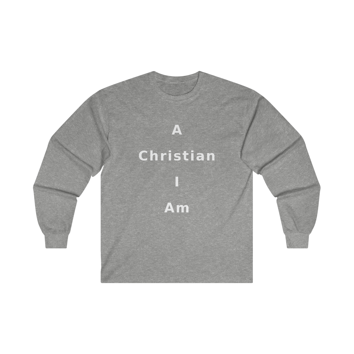 A Christian I Am Cross in white lettering, long tee shirt from United States