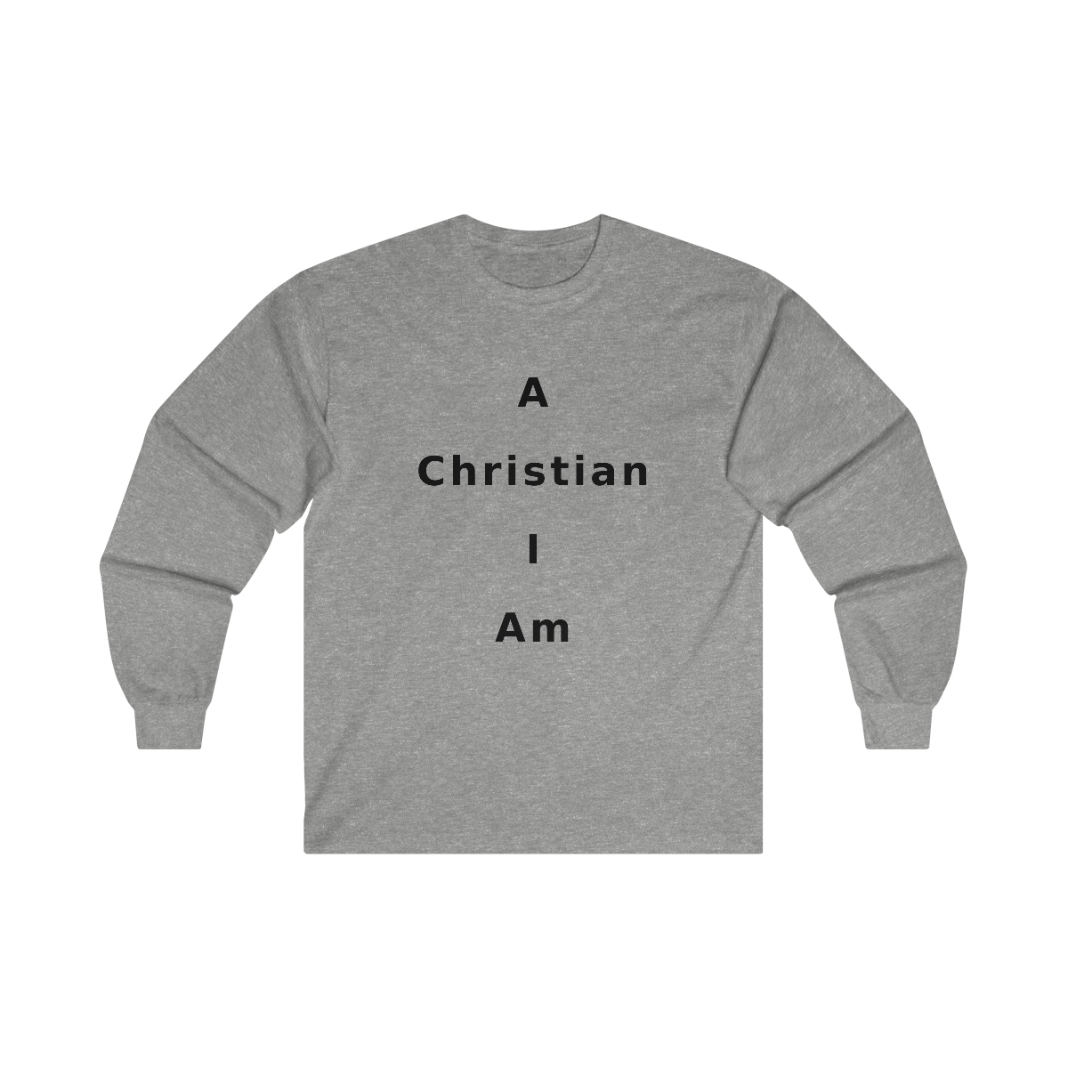 A Christian I Am Cross in black lettering, long tee shirt from United States