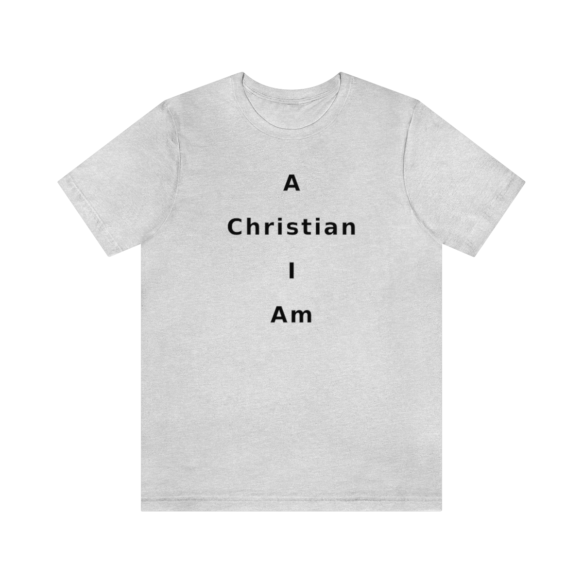 A Christian I Am Cross in black lettering, regular tee shirt (142gsm)