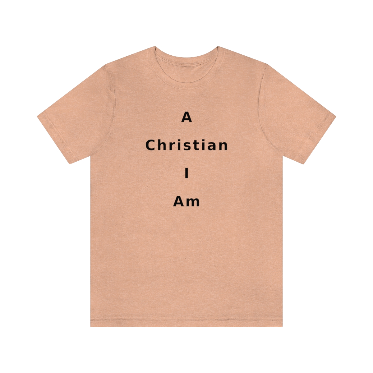 A Christian I Am Cross in black lettering, regular tee shirt (142gsm)