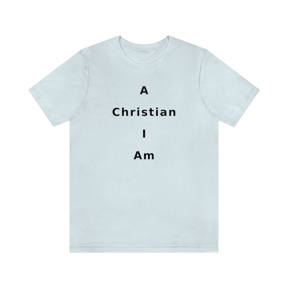 A Christian I Am Cross in black lettering, regular tee shirt (142gsm)