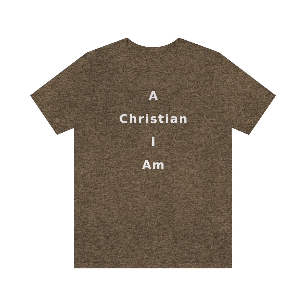 A Christian I Am Cross in white lettering, regular tee shirt (142gsm)