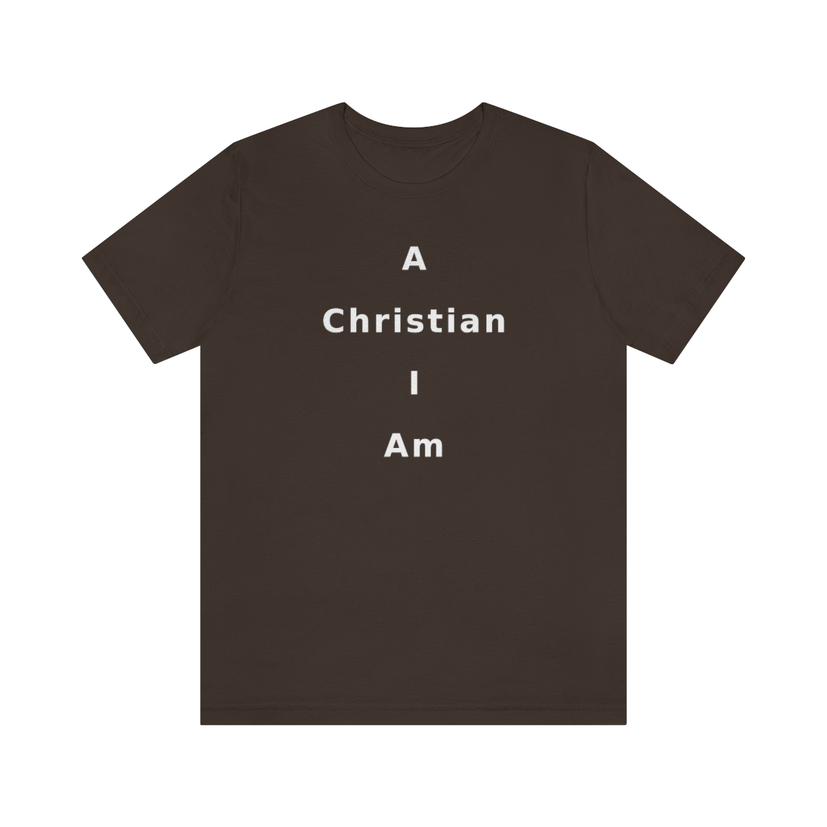 A Christian I Am Cross in white lettering, regular tee shirt (142gsm)