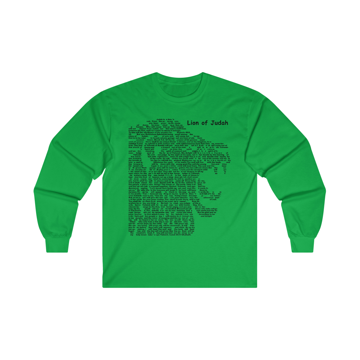 Lion of Judah in black lettering, long tee shirt from United States