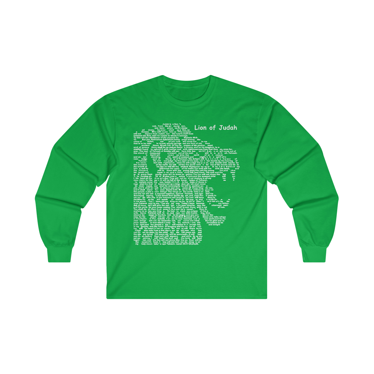 Lion of Judah in white lettering, long tee shirt from United States