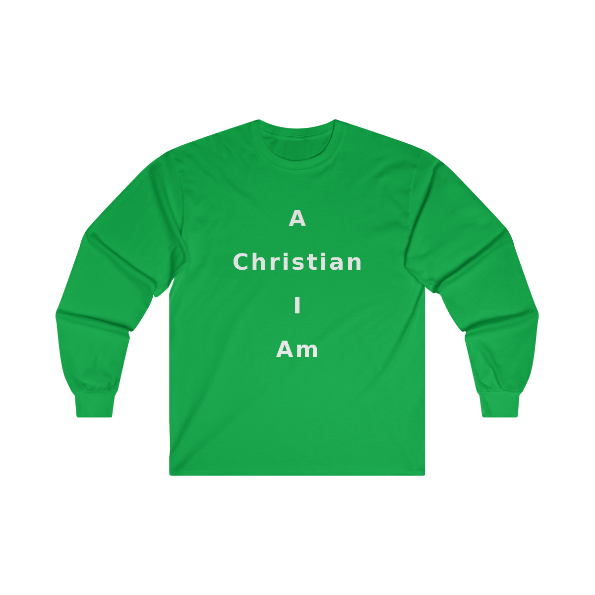 A Christian I Am Cross in white lettering, long tee shirt from United States
