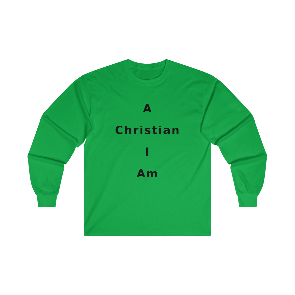 A Christian I Am Cross in black lettering, long tee shirt from United States