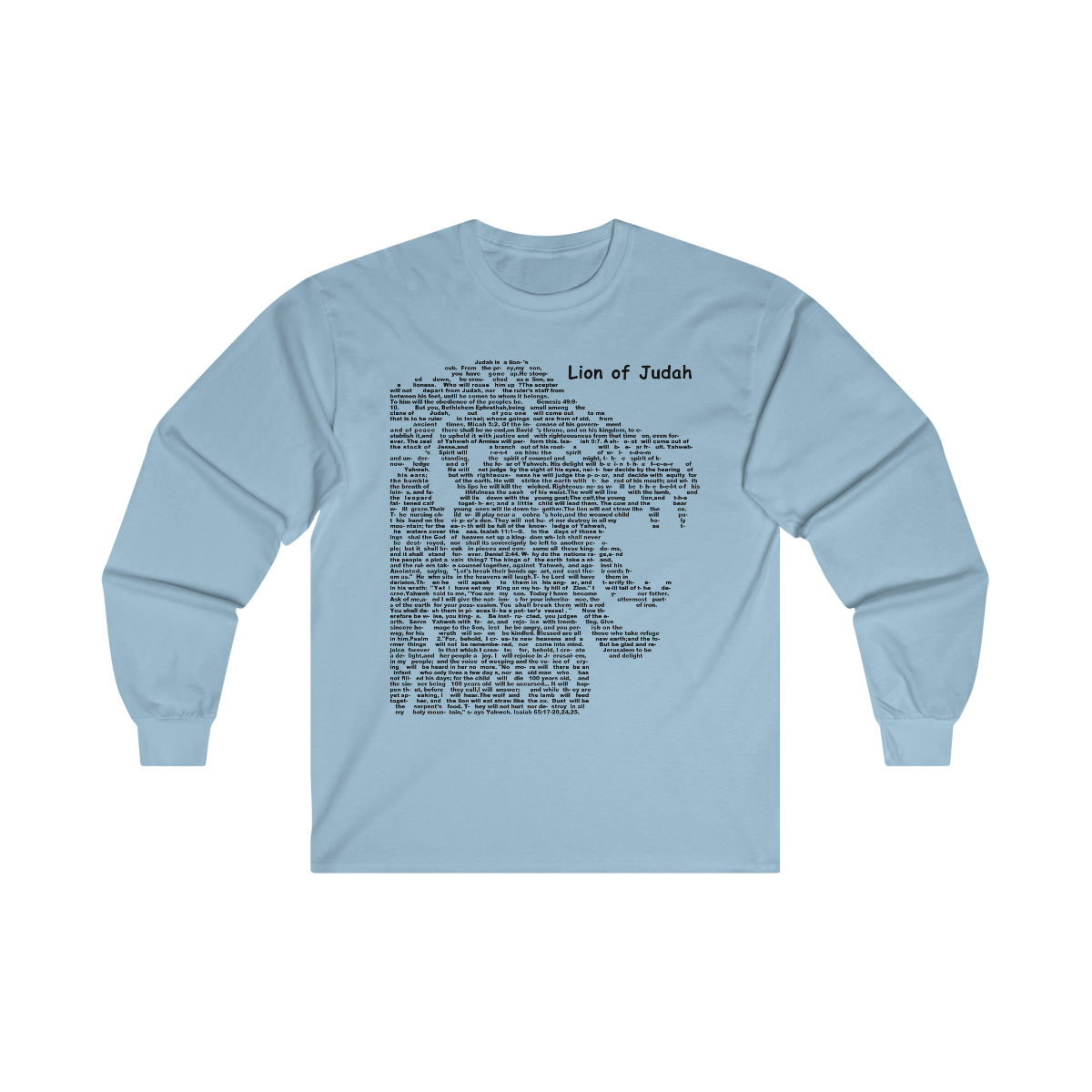 Lion of Judah in black lettering, long tee shirt from United States