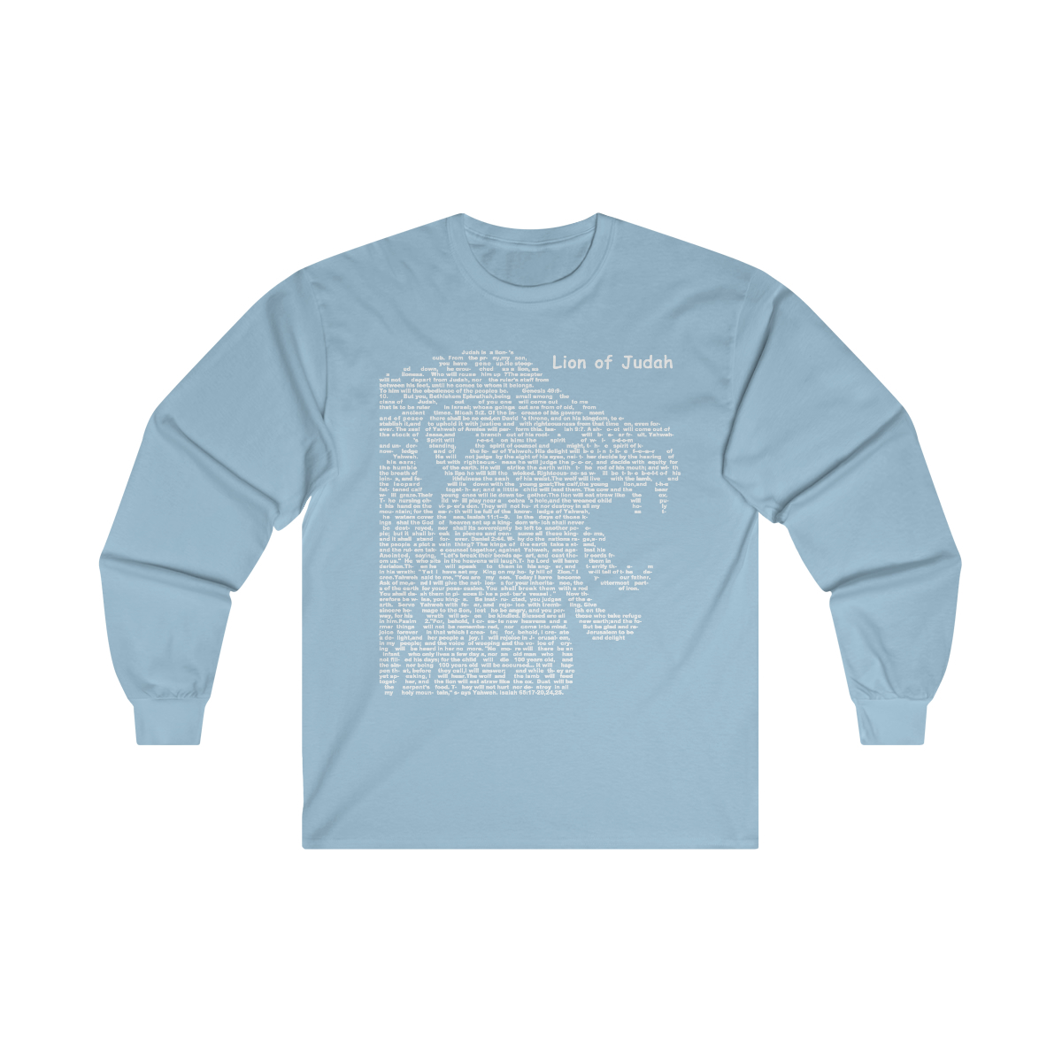Lion of Judah in white lettering, long tee shirt from United States