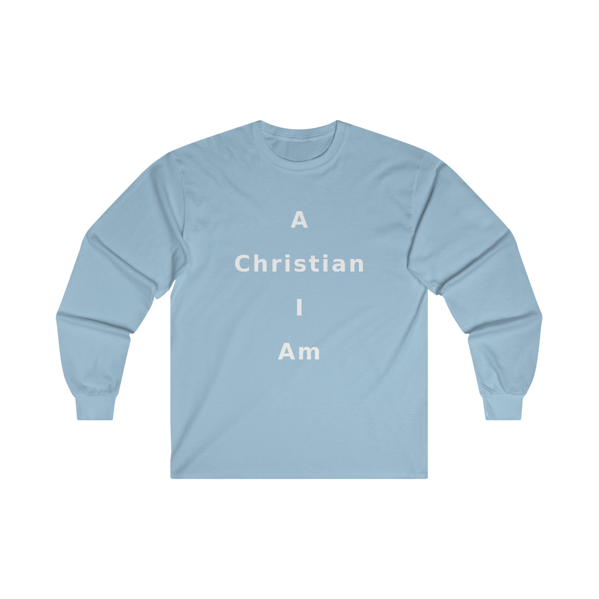 A Christian I Am Cross in white lettering, long tee shirt from United States