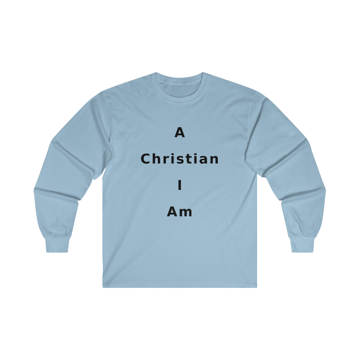 A Christian I Am Cross in black lettering, long tee shirt from United States